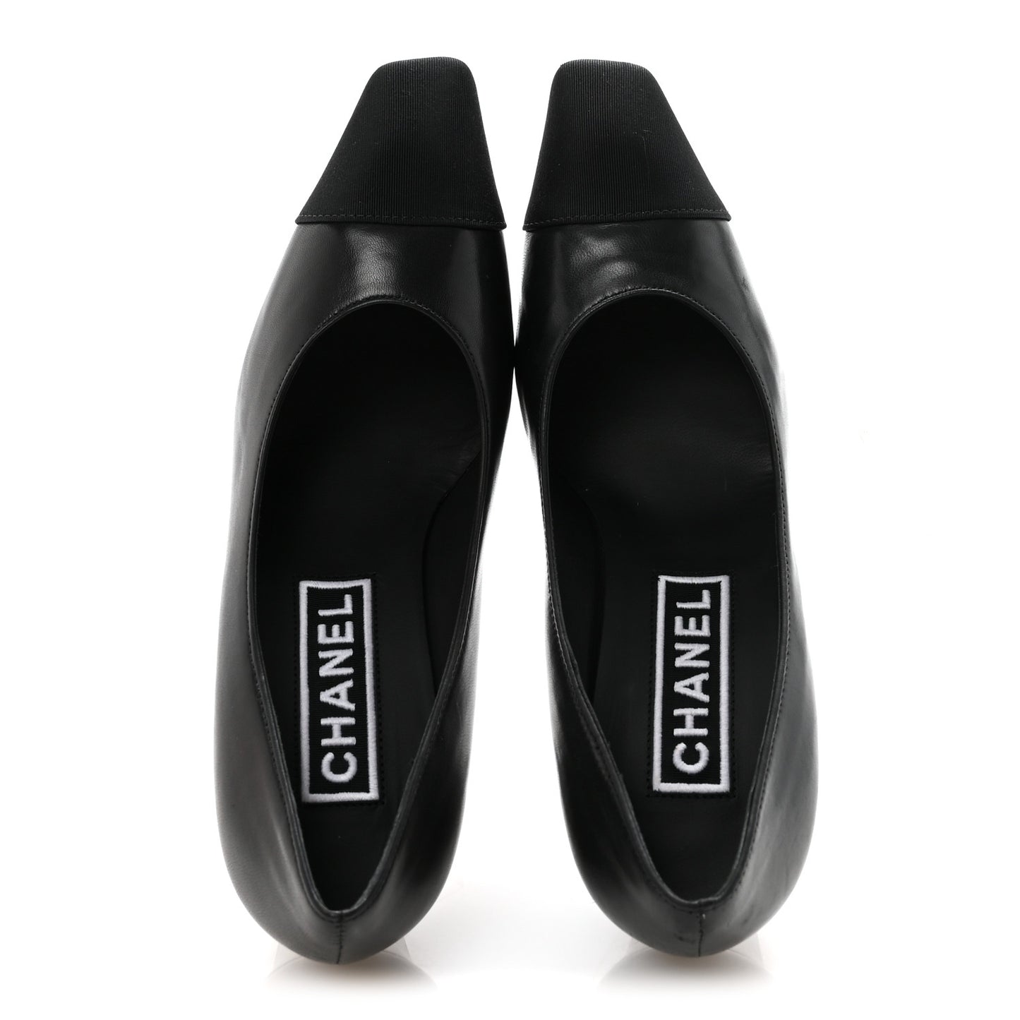 Lambskin Grosgrain Cap Toe CC Pumps 36.5 Black