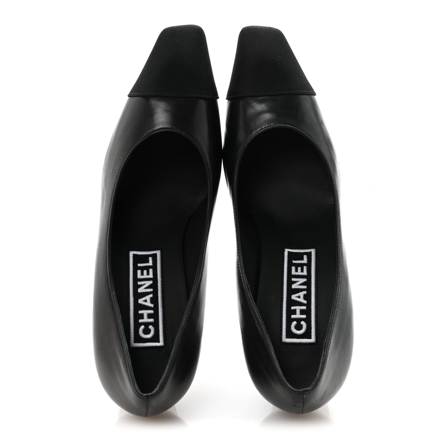 Chanel Lambskin Grosgrain Cap Toe CC Pumps 36.5 Black 2 of 9