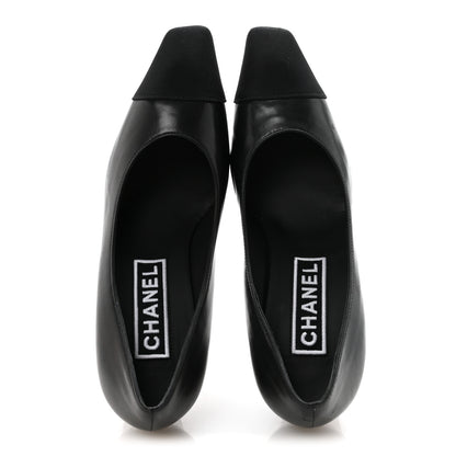 Chanel Lambskin Grosgrain Cap Toe CC Pumps 36.5 Black 2 of 9