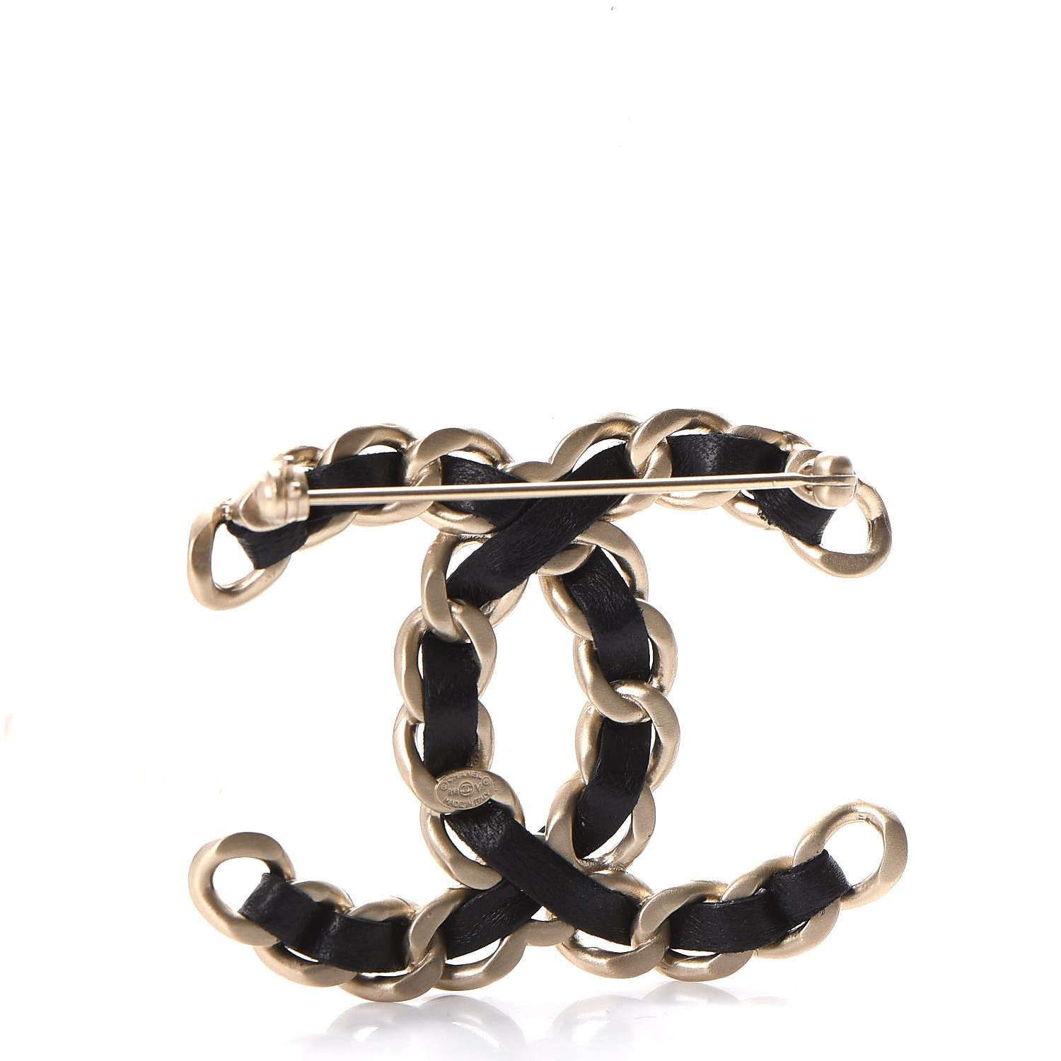 Chanel Lambskin Chain CC Brooch Black Gold 3 of 5