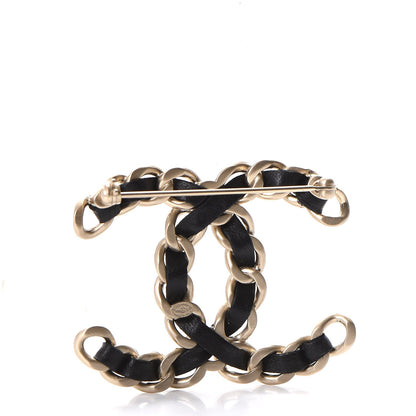 Chanel Lambskin Chain CC Brooch Black Gold 3 of 5