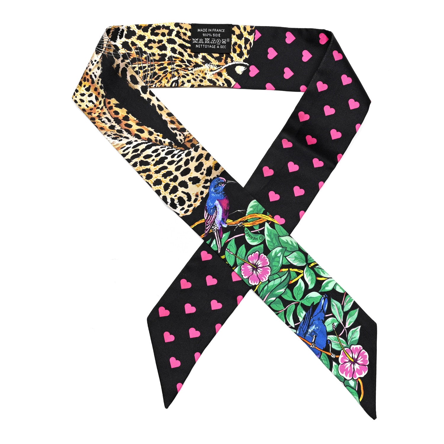 Hermes Silk Jungle Love Love Twilly Black Vert Rose Vif 1 of 4