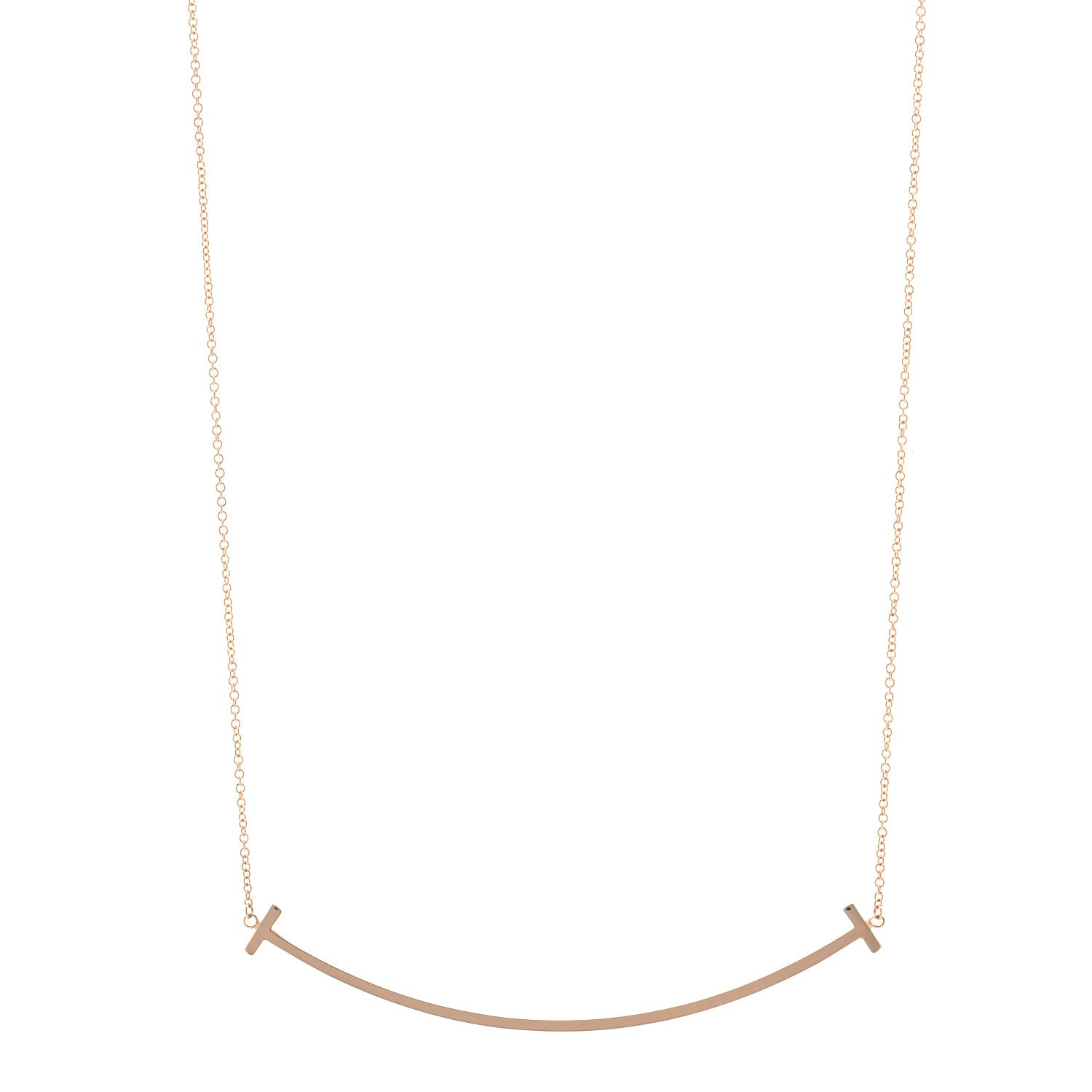 Tiffany 18K Yellow Gold Large T Smile Pendant Necklace 1 of 6