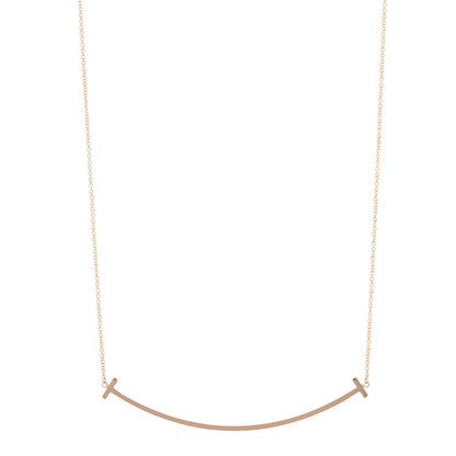 Tiffany 18K Yellow Gold Large T Smile Pendant Necklace 1 of 6