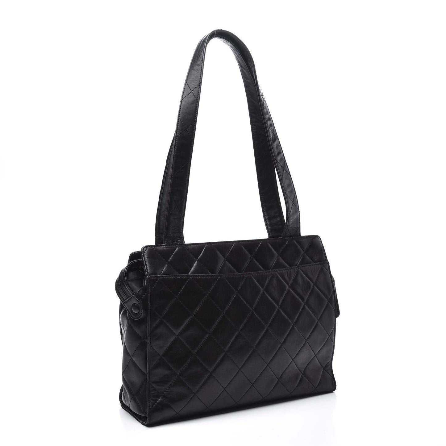 Lambskin Quilted CC Shoulder Bag Black