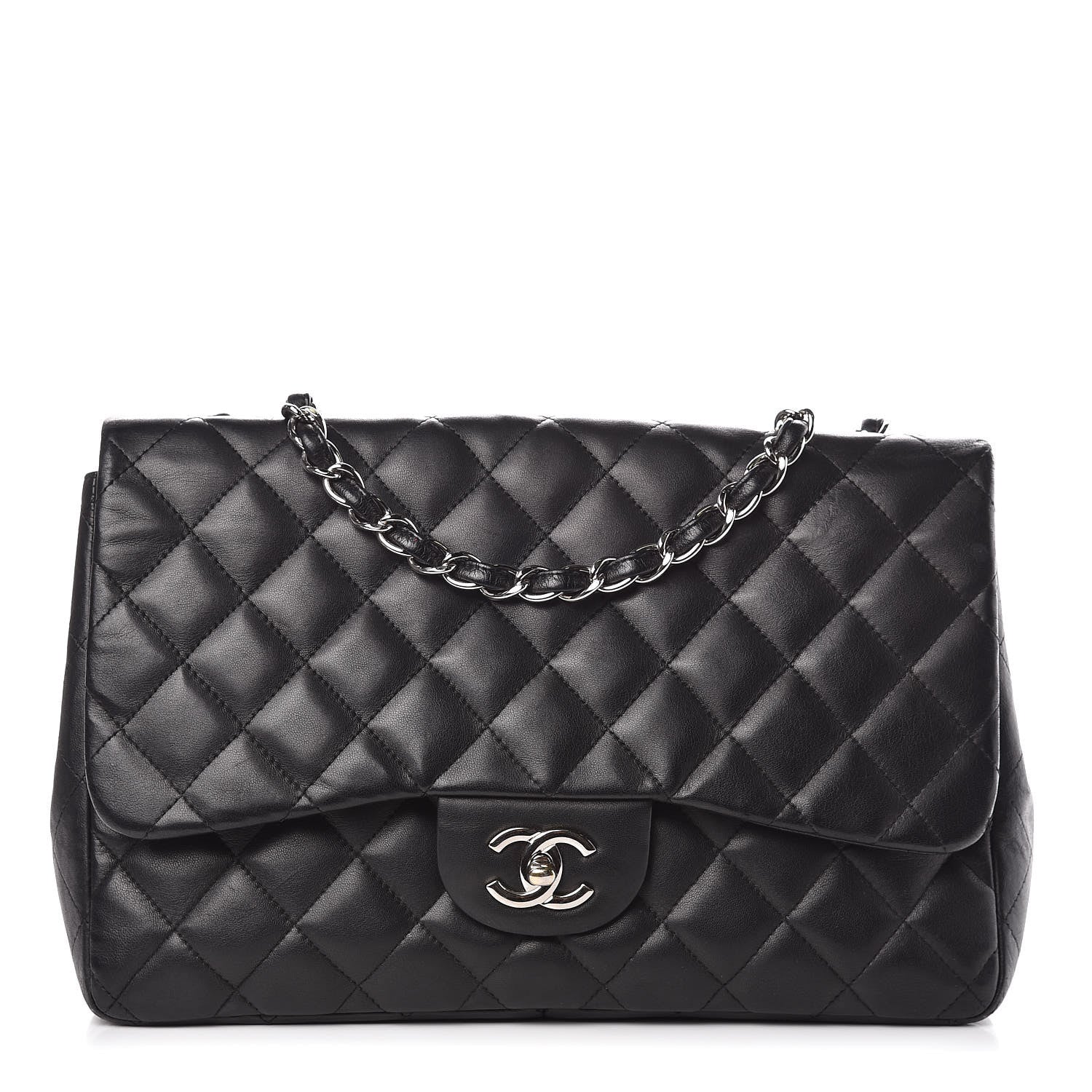 Chanel Lambskin Quilted Jumbo Single Flap Black 1 of 17