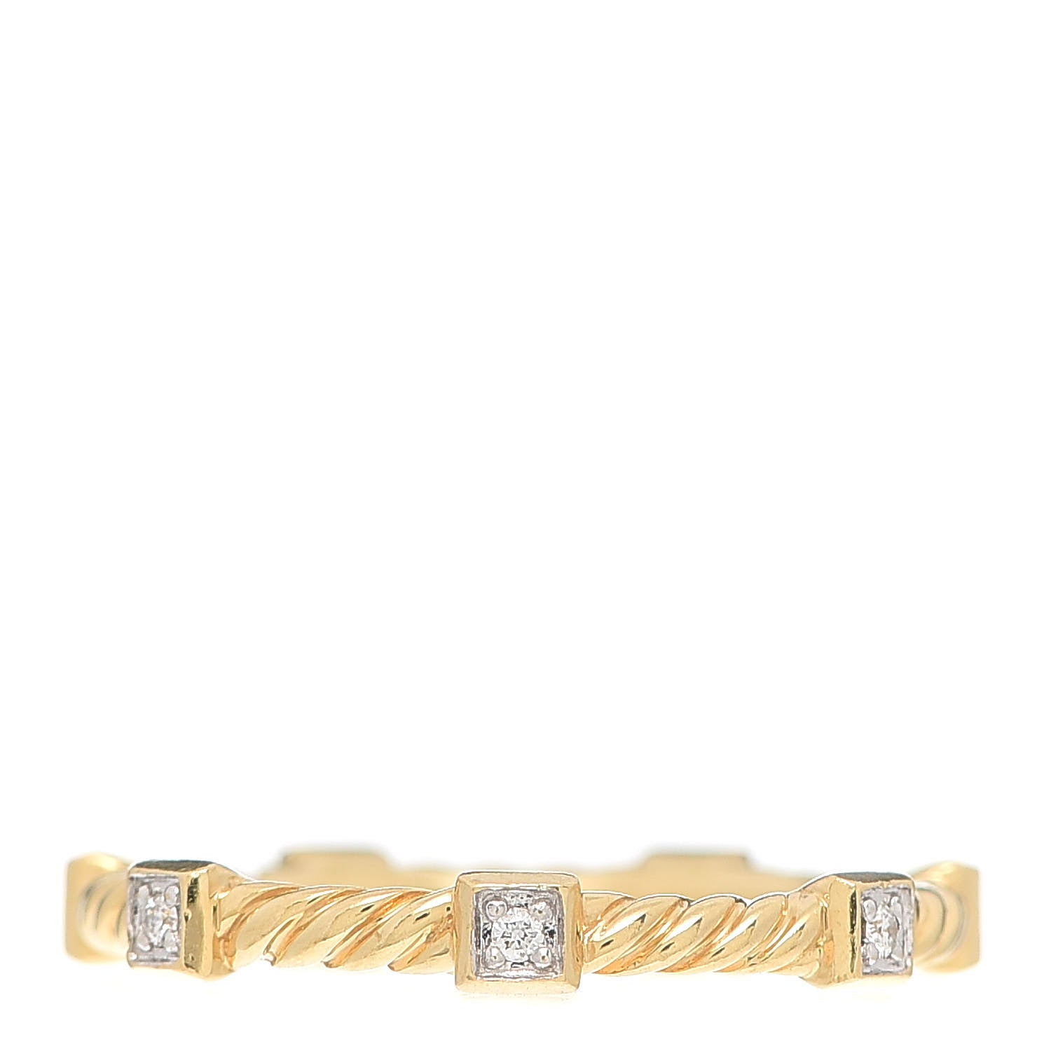 David Yurman 18K Yellow Gold Diamond Paveflex 2mm Stackable Band Ring 54 6.75 1 of 4