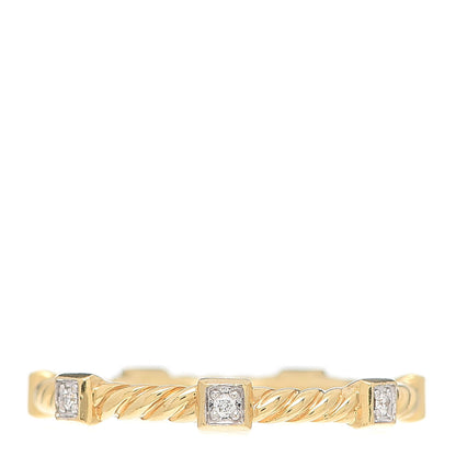 David Yurman 18K Yellow Gold Diamond Paveflex 2mm Stackable Band Ring 54 6.75 1 of 4