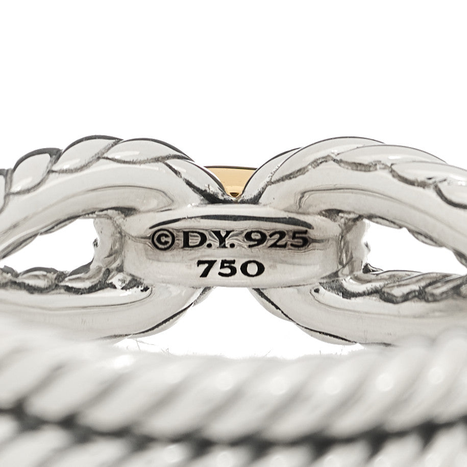 David Yurman Sterling Silver 18K Yellow Gold Cable Loop Ring 55 7.25 4 of 4