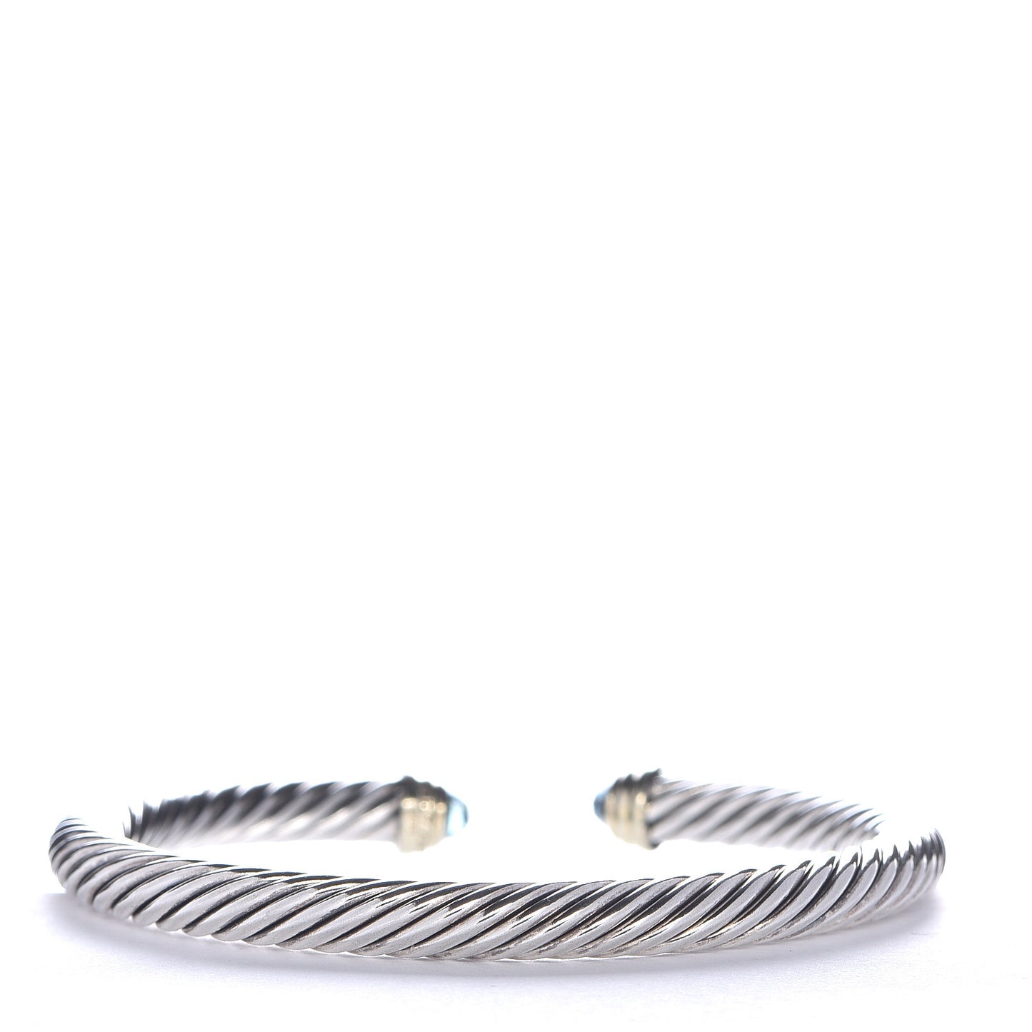 Sterling Silver 14K Yellow Gold Blue Topaz 5mm Cable Classics Petite Color Bracelet