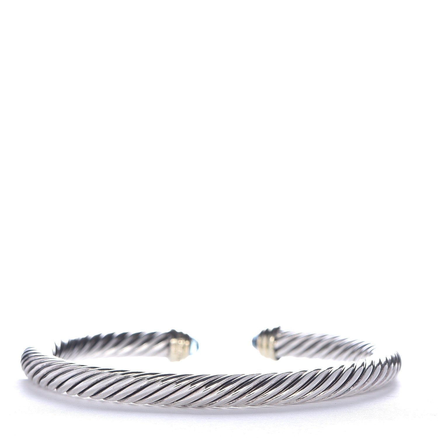 David Yurman Sterling Silver 14K Yellow Gold Blue Topaz 5mm Cable Classics Petite Color Bracelet 3 of 4
