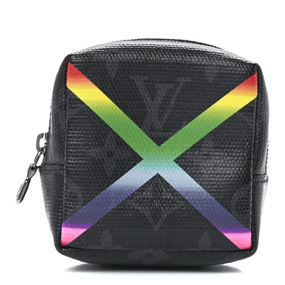 Louis Vuitton Monogram Eclipse Rainbow Box Pouch Bag Charm Key Ring 1 of 10