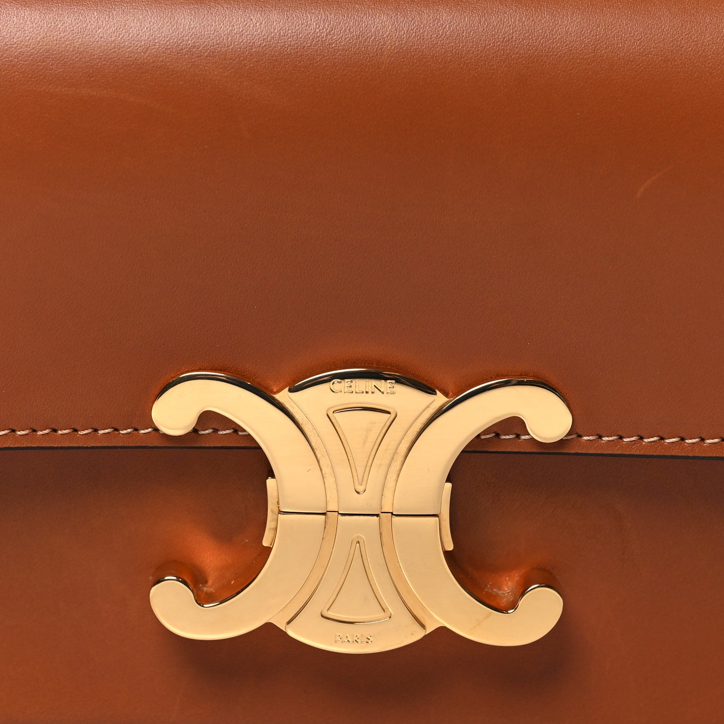 Natural Calfskin Triomphe Shoulder Bag Tan