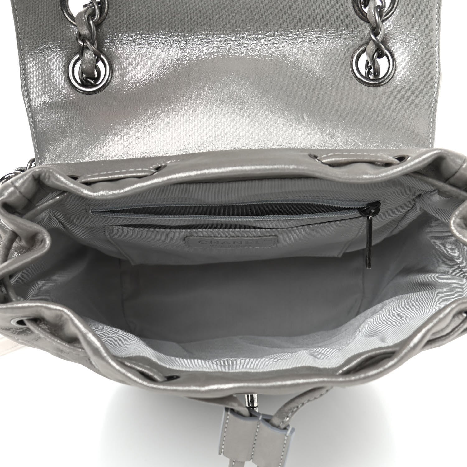 Chanel Metallic Iridescent Calfskin Chevron Quilted Small Urban Spirit Backpack Silver 4 of 8