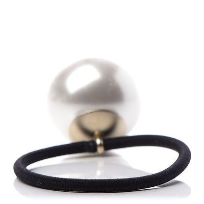 Chanel Pearl CC Hair Tie Black White 3 of 4