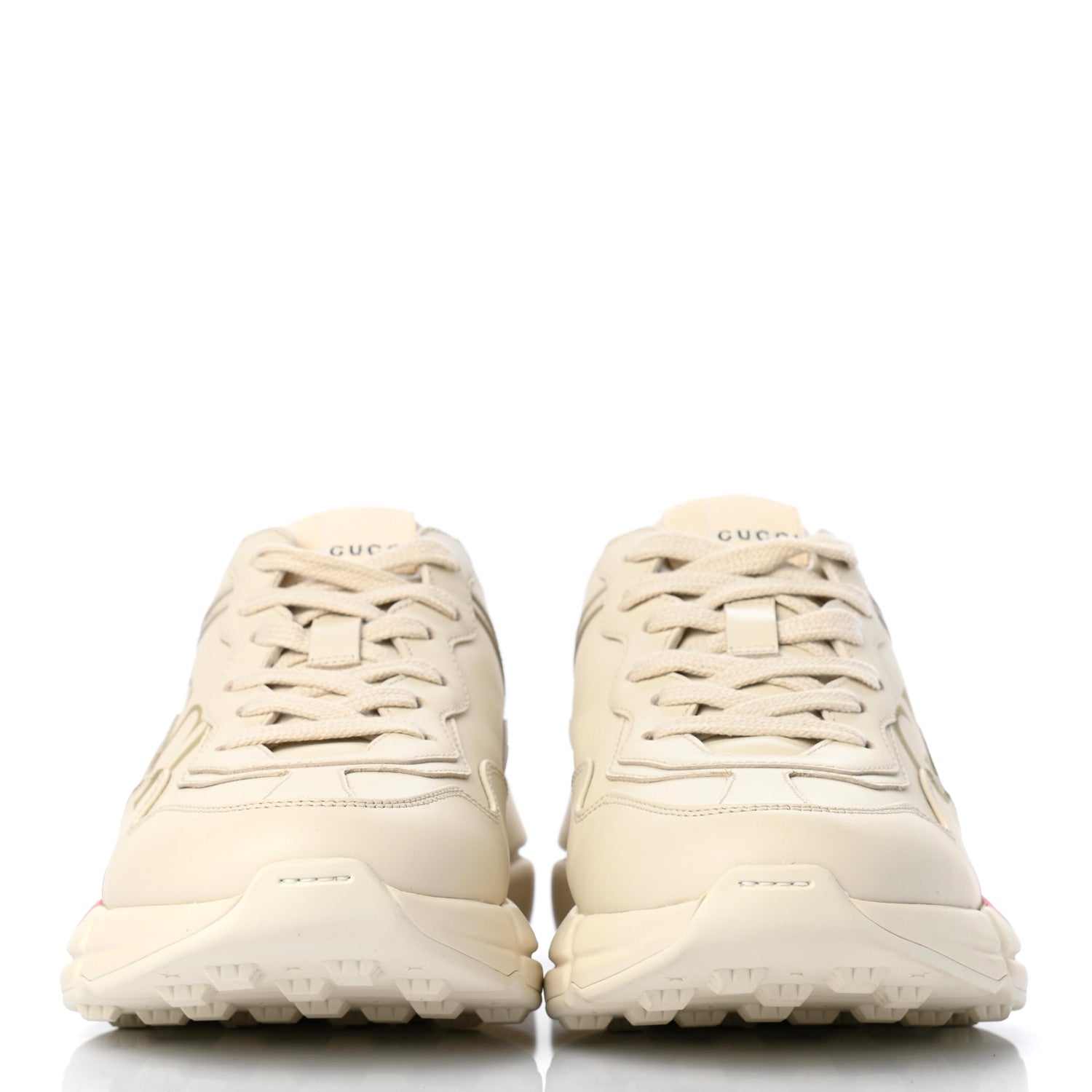 Gucci Calfskin Logo Womens Rhyton Sneakers 37.5 Ivory 2 of 13