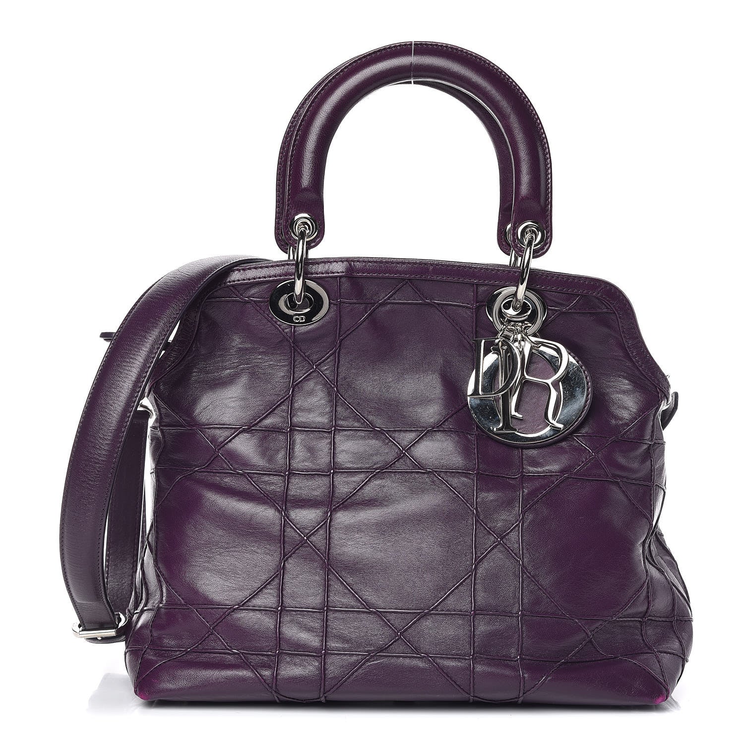 Christian Dior Lambskin Cannage Medium Granville Tote Purple 1 of 15