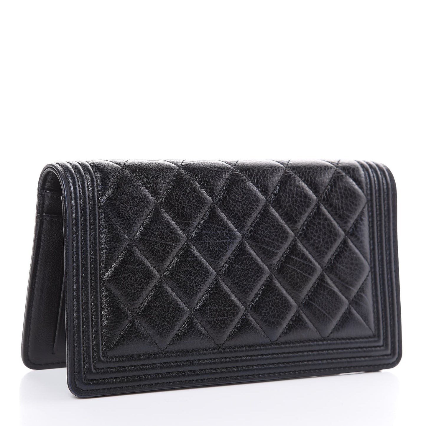 Calfskin Quilted Boy Yen Wallet Black
