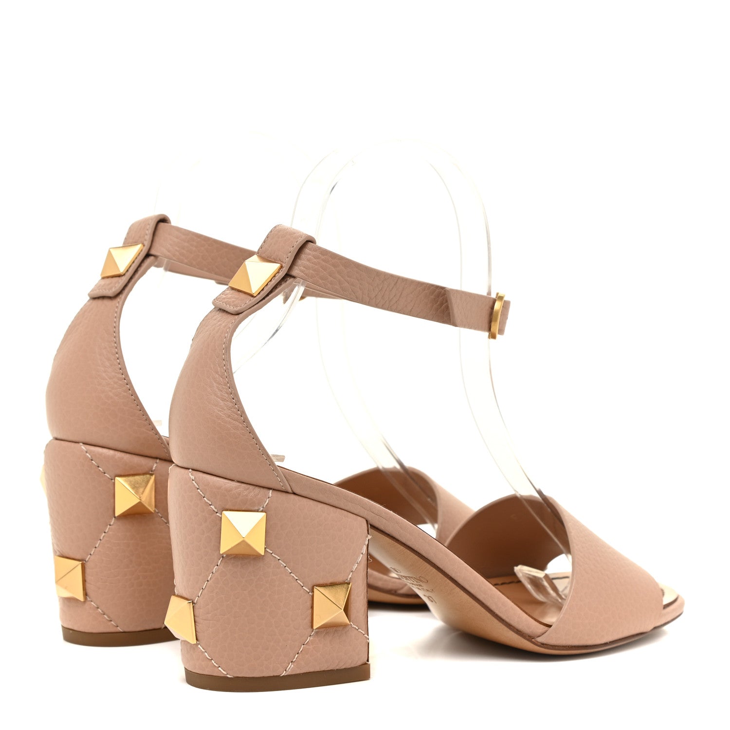 Valentino Garavani Grained Calfskin Roman Stud Ankle Strap 75mm Sandals 37 Rose Cannelle 5 of 11