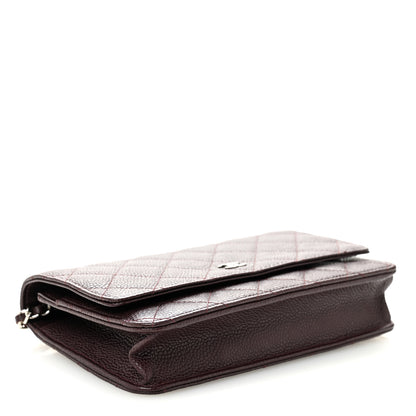 Chanel Caviar Quilted Wallet on Chain WOC Burgundy 4 of 12