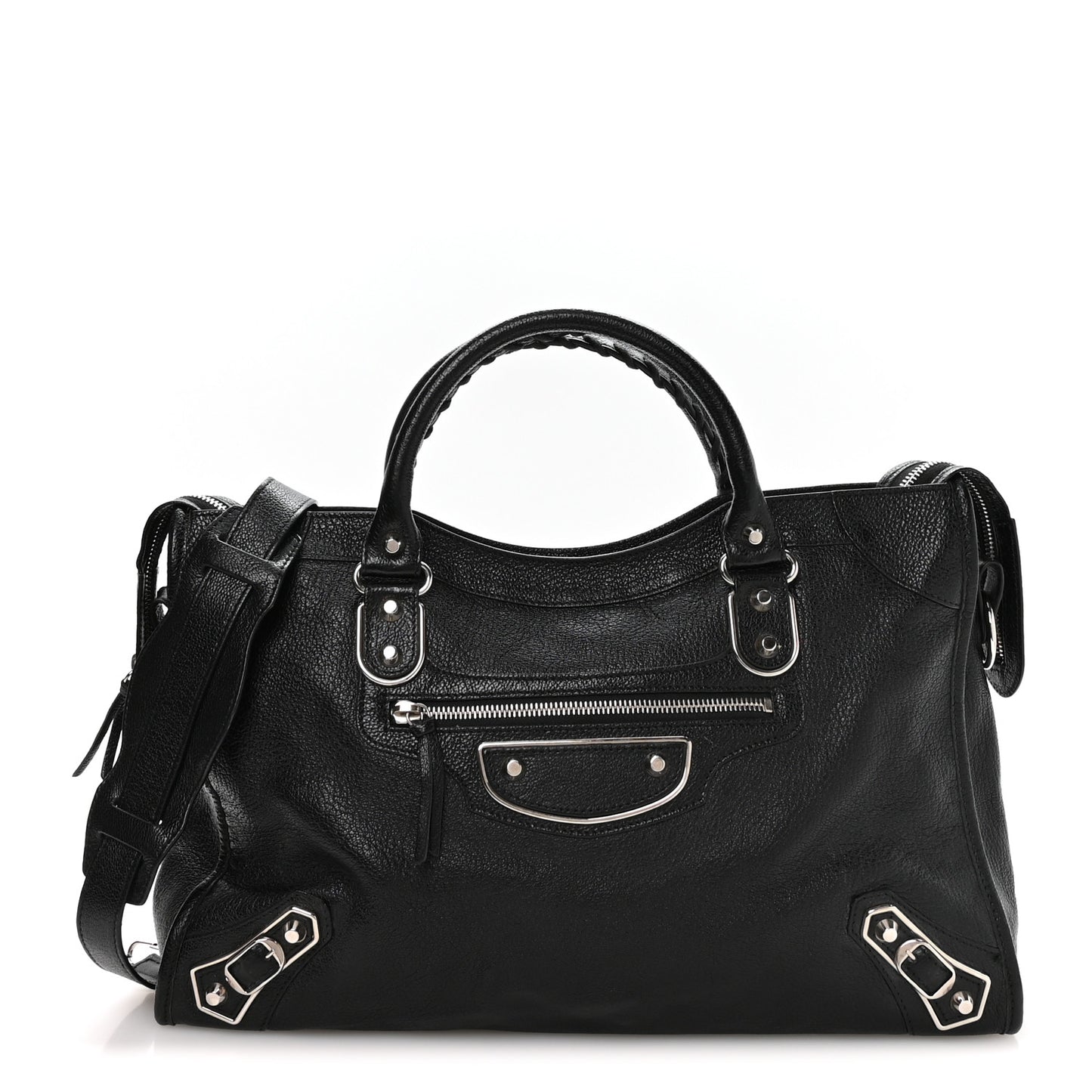 Chevre Silver Metallic Edge Hardware City Black