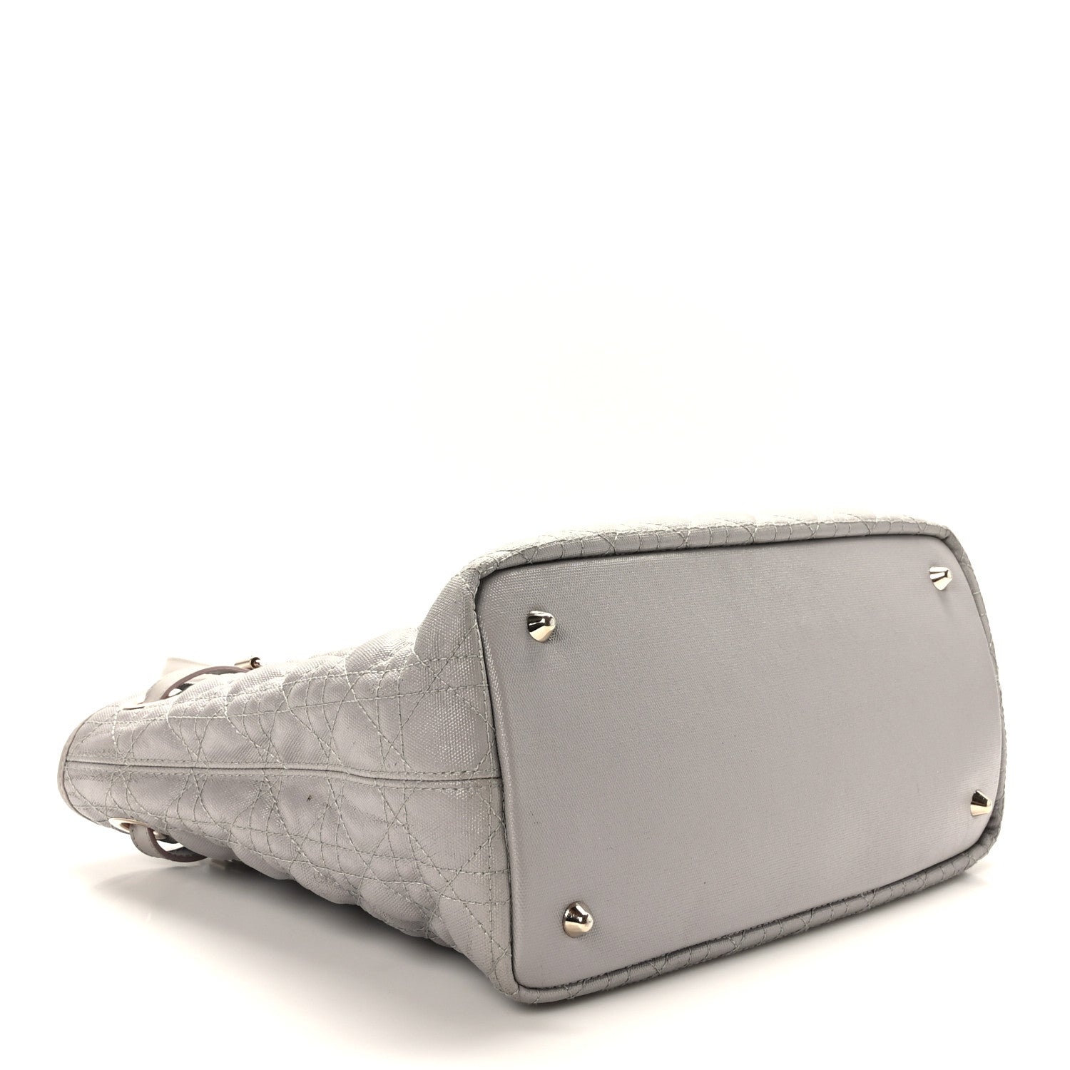 Christian Dior Coated Canvas Cannage Small Panarea Tote Grey 4 of 11