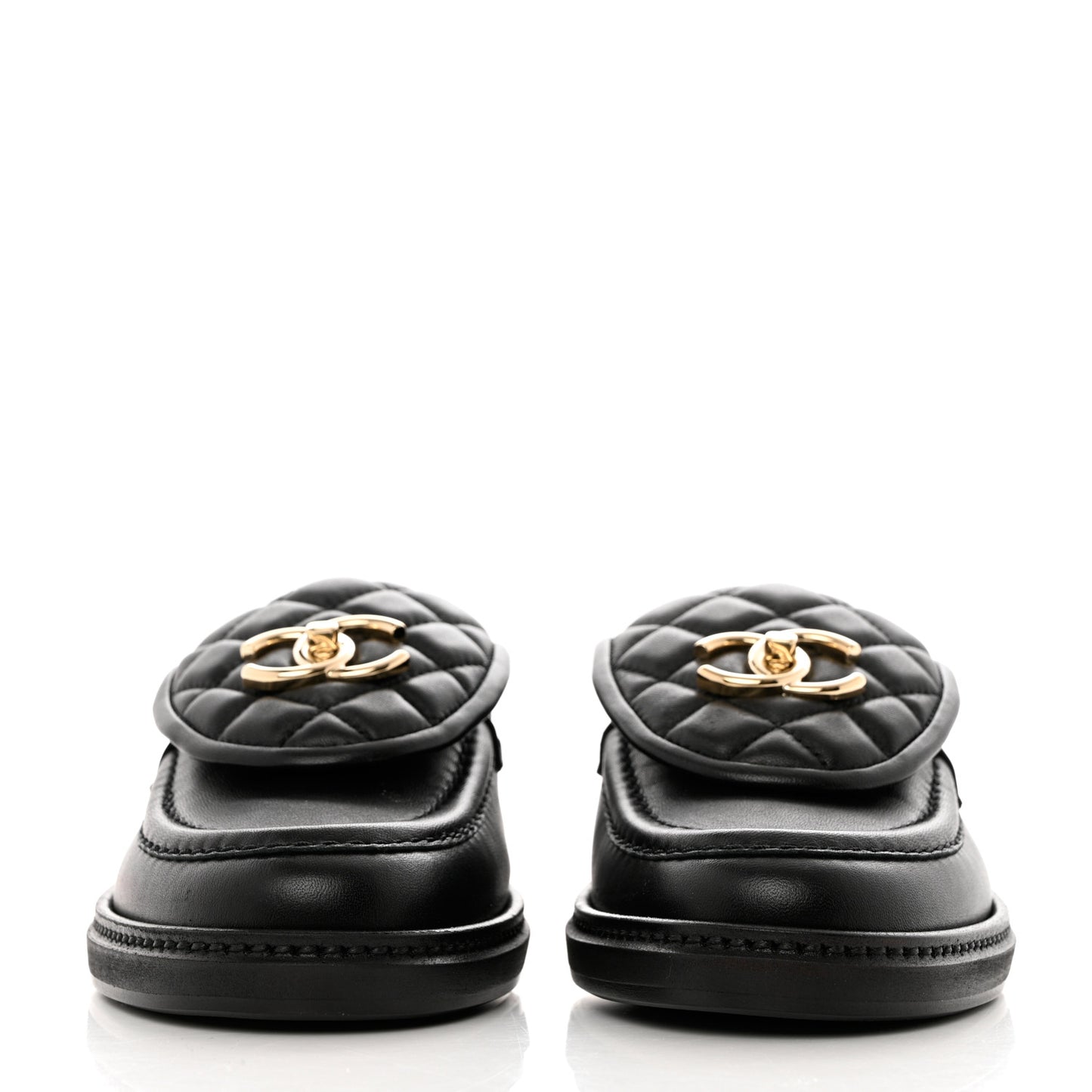 Lambskin Quilted CC Turnlock Loafers 36.5 Black
