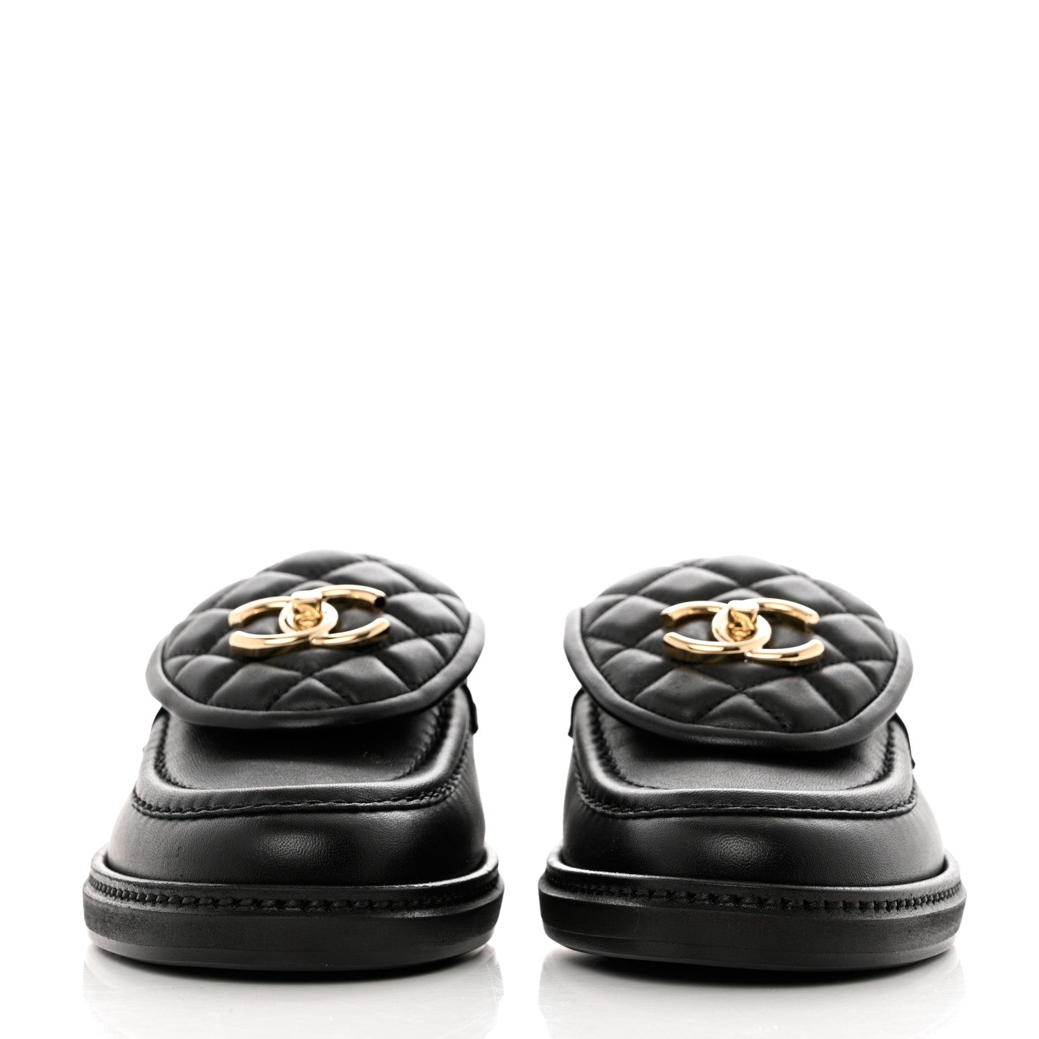 Chanel Lambskin Quilted CC Turnlock Loafers 36.5 Black 2 of 9