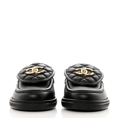 Chanel Lambskin Quilted CC Turnlock Loafers 36.5 Black 2 of 9