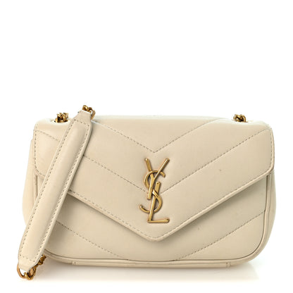 Saint Laurent Lambskin Chevron Quilted Mini LouLou  Crema Soft 1 of 13