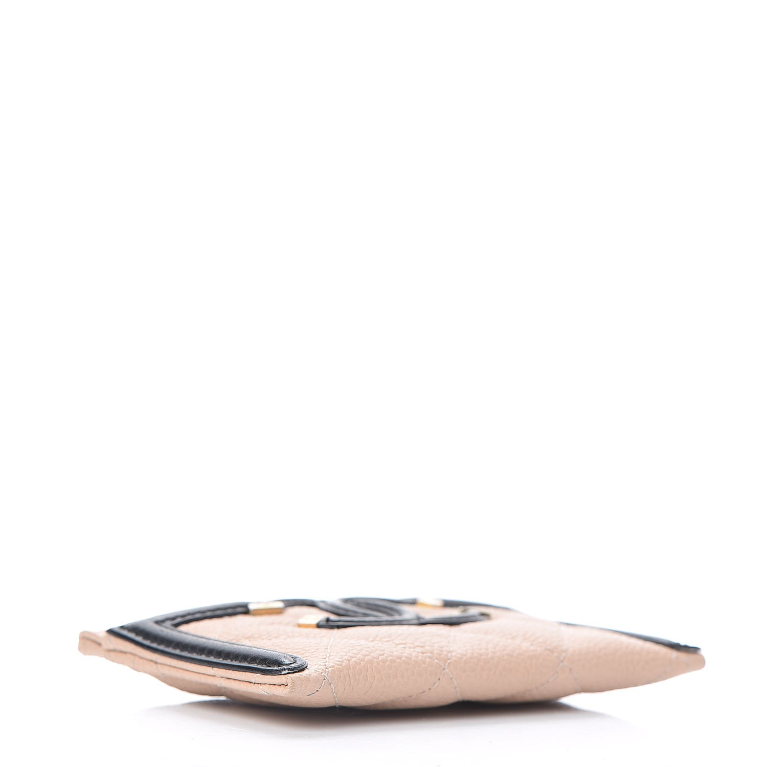 Chanel Caviar Quilted Filigree Card Holder Beige Black 4 of 9