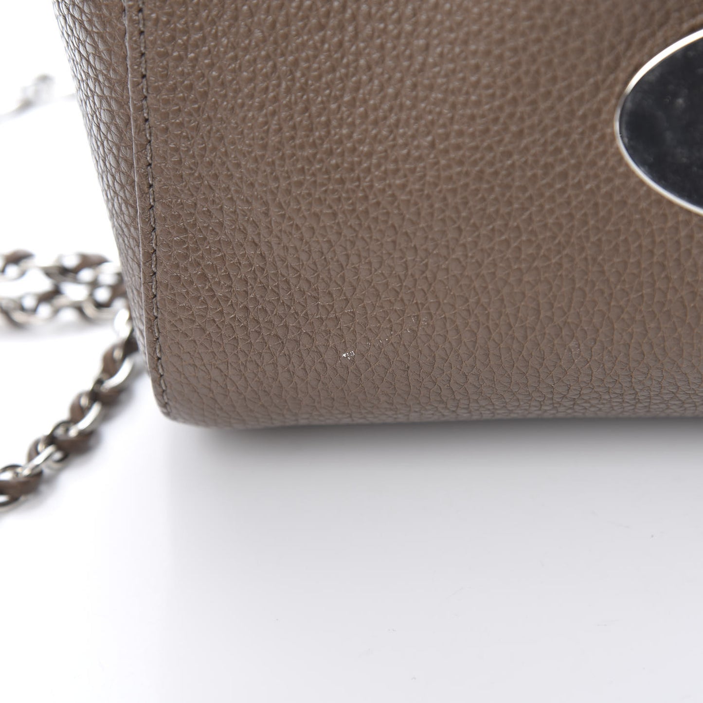 Glossy Goatskin Small Lily Flap Taupe