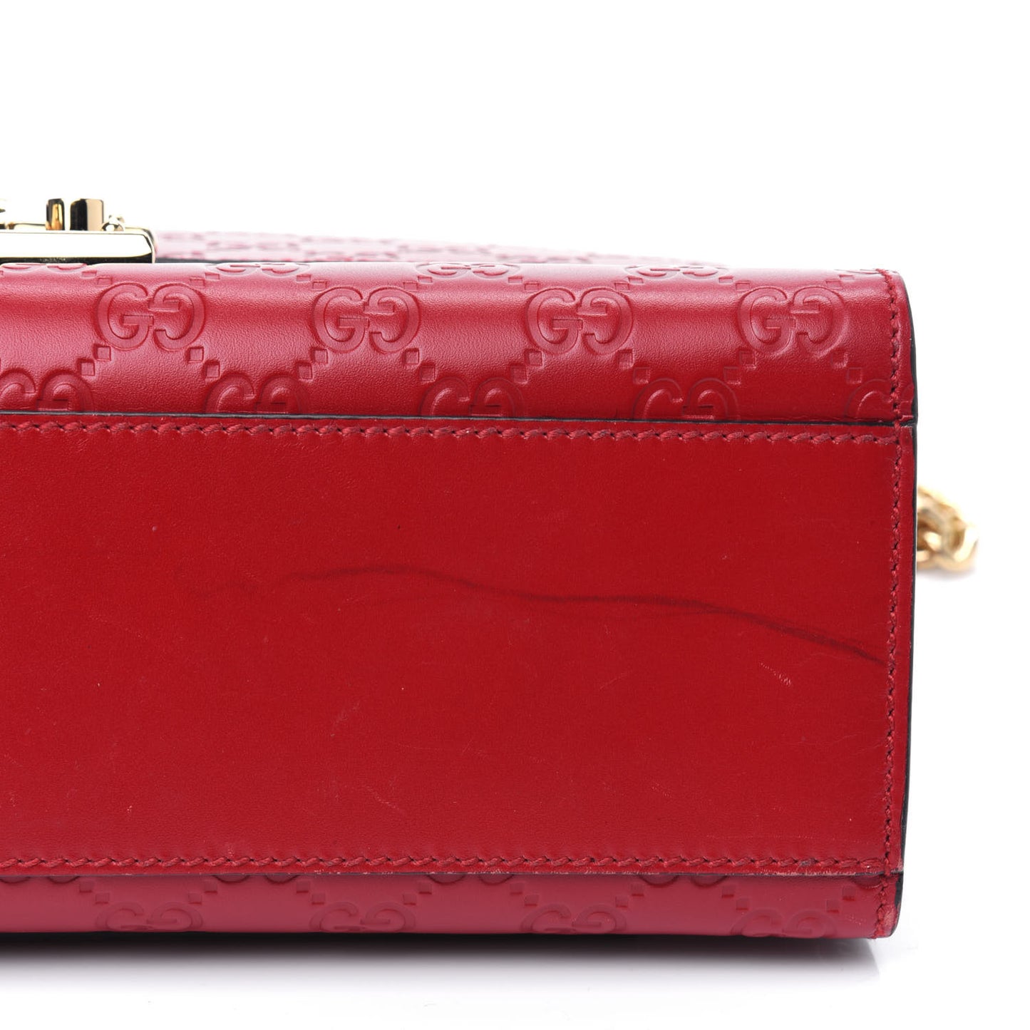 Guccissima Medium Padlock Shoulder Bag Hibiscus Red