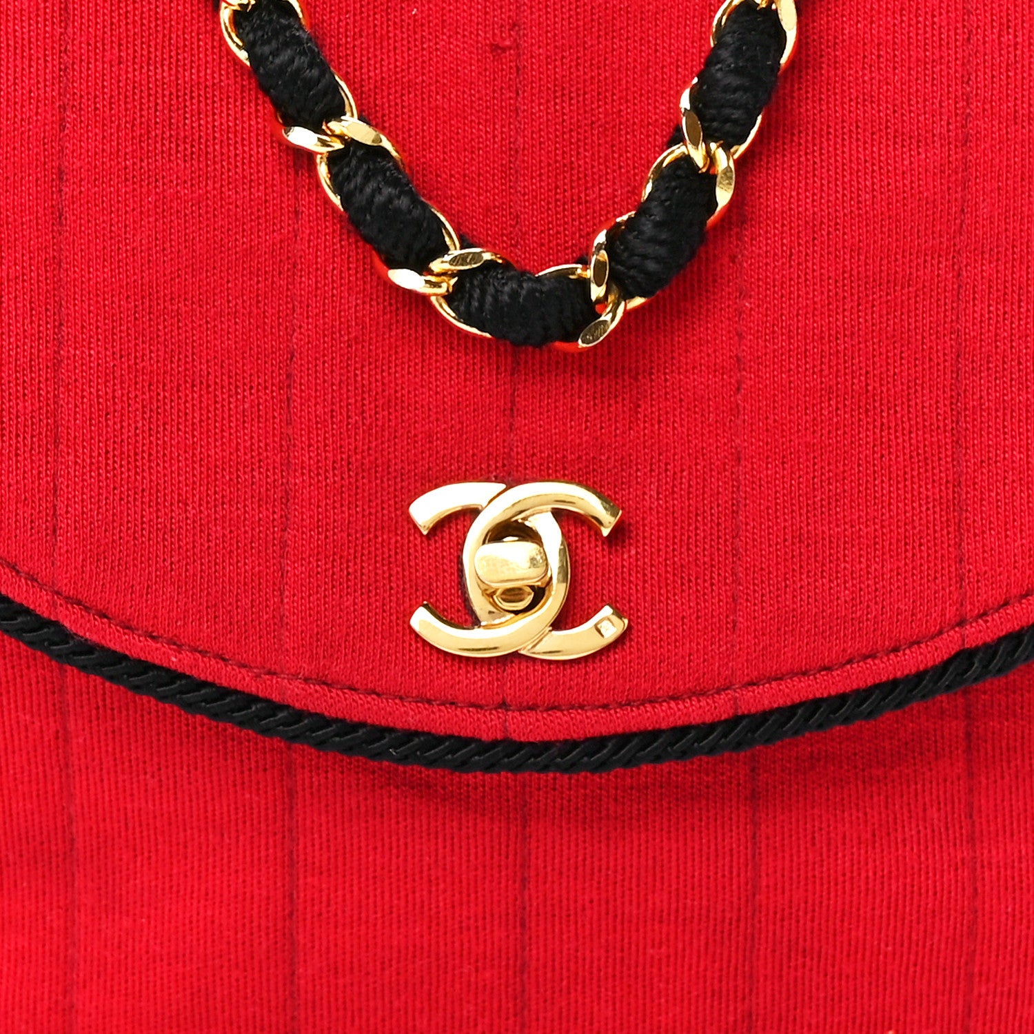 Chanel Jersey Vertical Quilted Half Moon Chain Flap Red 8 of 11