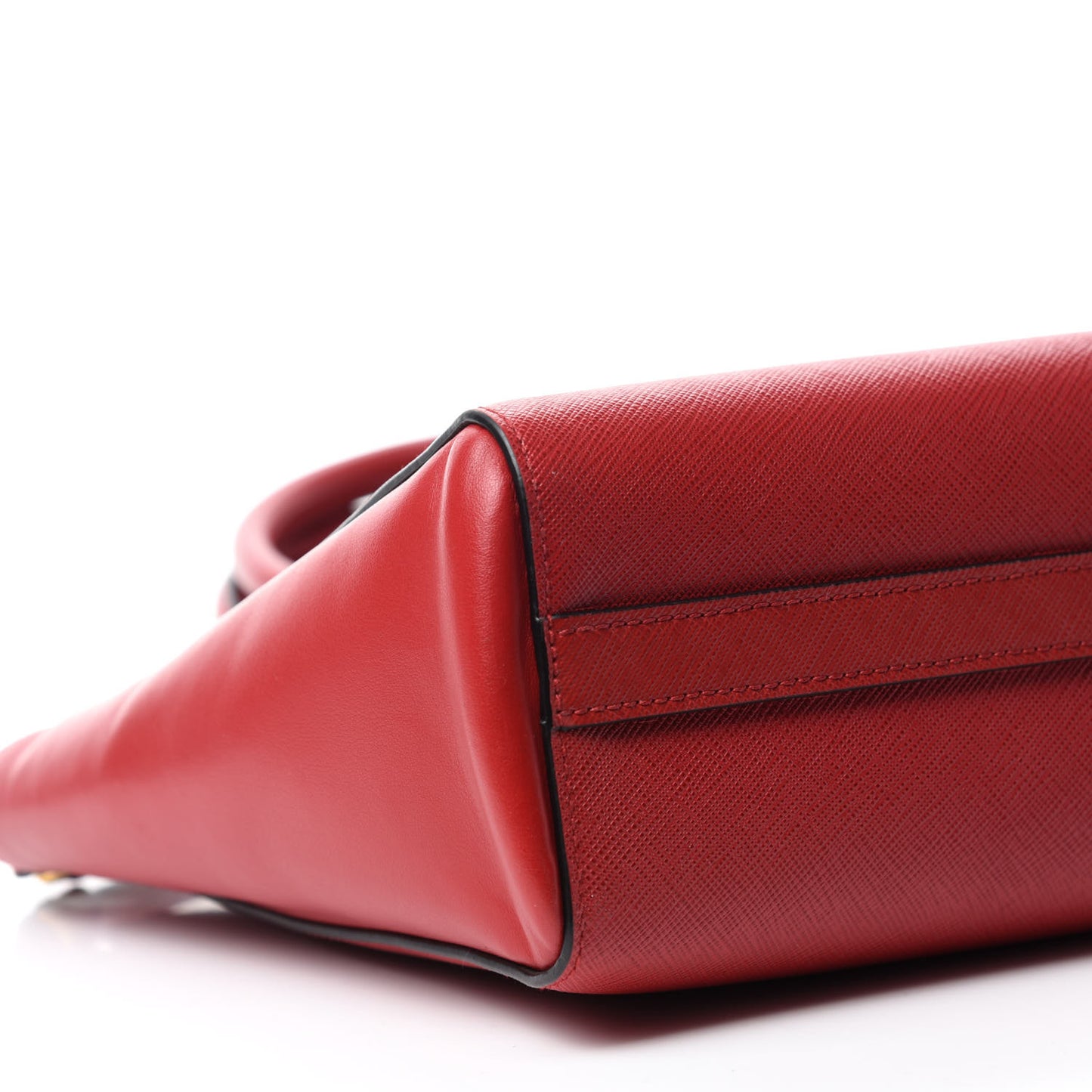 Saffiano Soft Calfskin Small Zippered Tote Fuoco