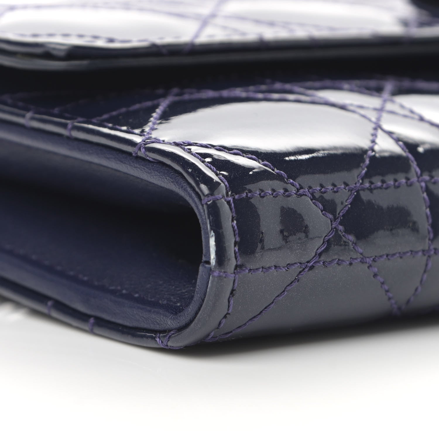 Christian Dior Patent Cannage Miss Dior Chain Wallet Purple 9 of 12