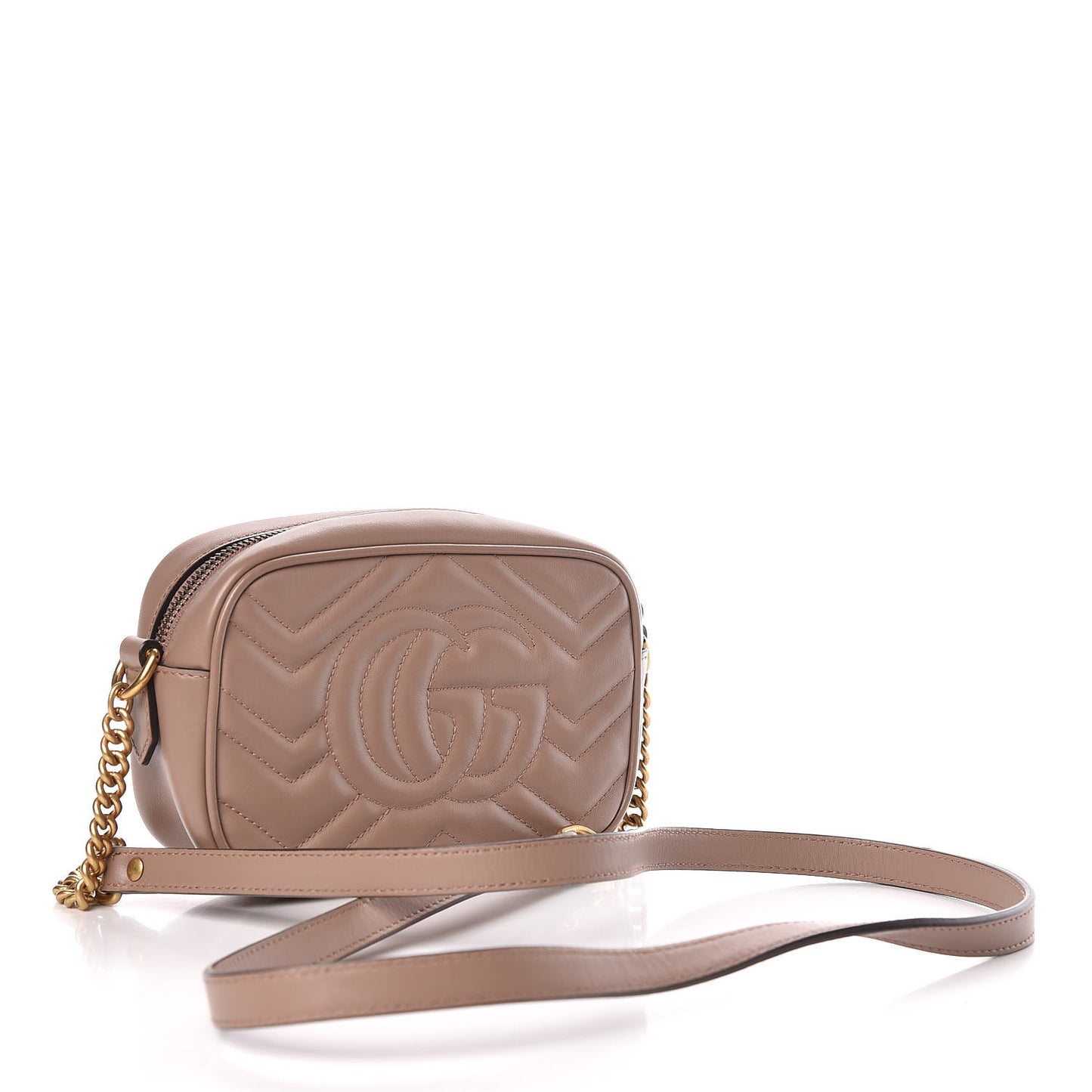 Calfskin Matelasse Mini GG Marmont Chain Shoulder Bag Nude