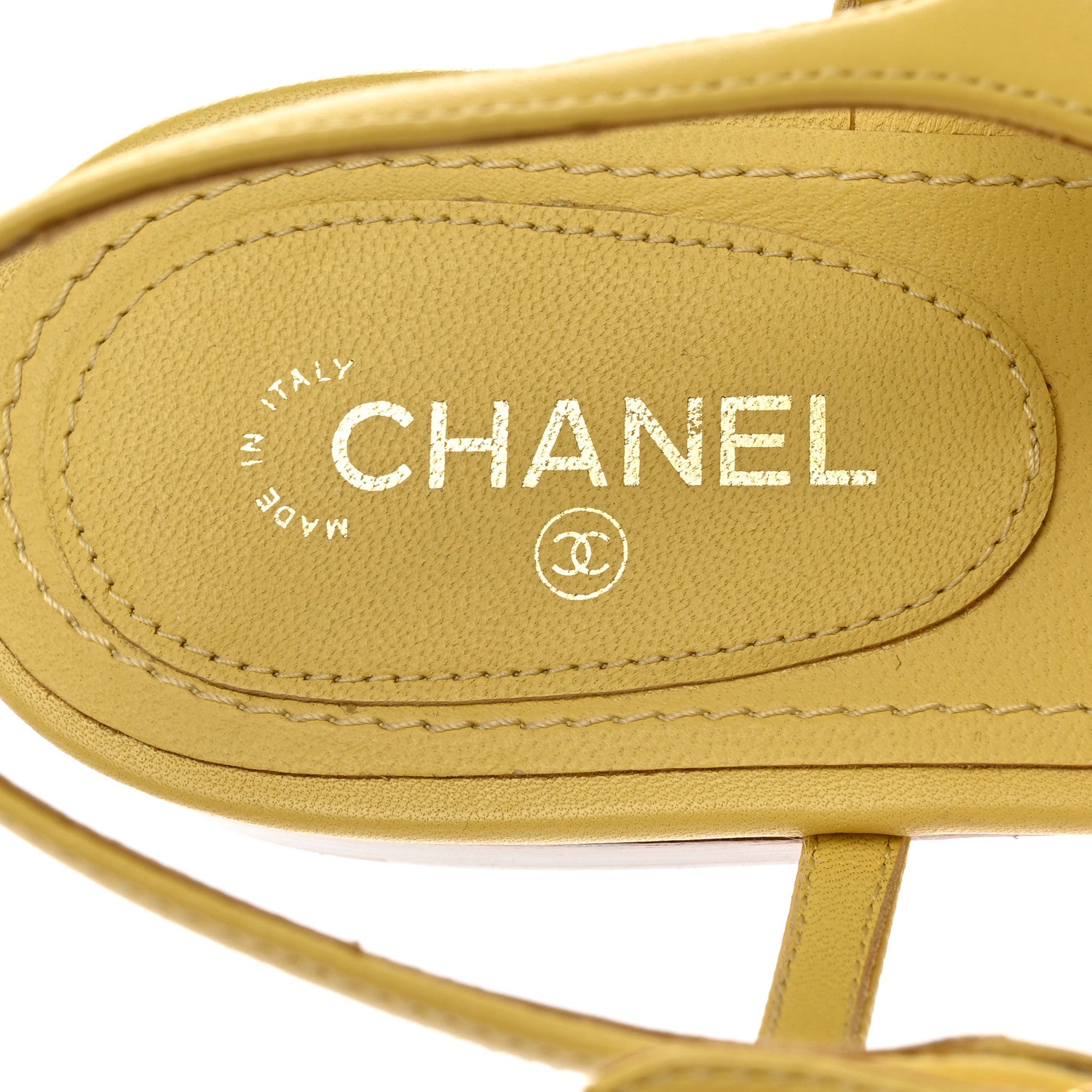 Chanel Lambskin CC Logo Thong Sandals 39.5 Yellow 6 of 8