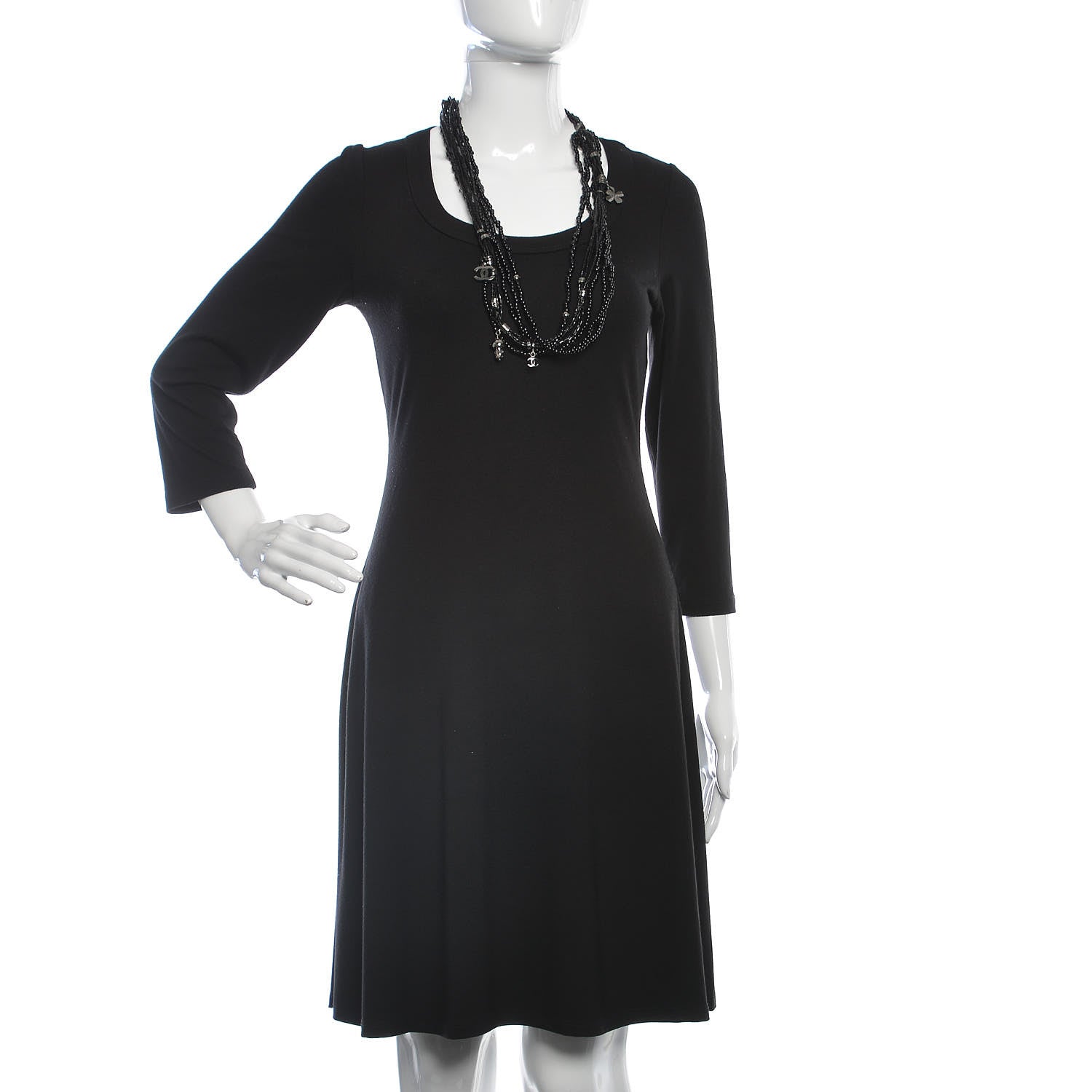 Chanel Bead Multi Strand CC Necklace Black 2 of 5