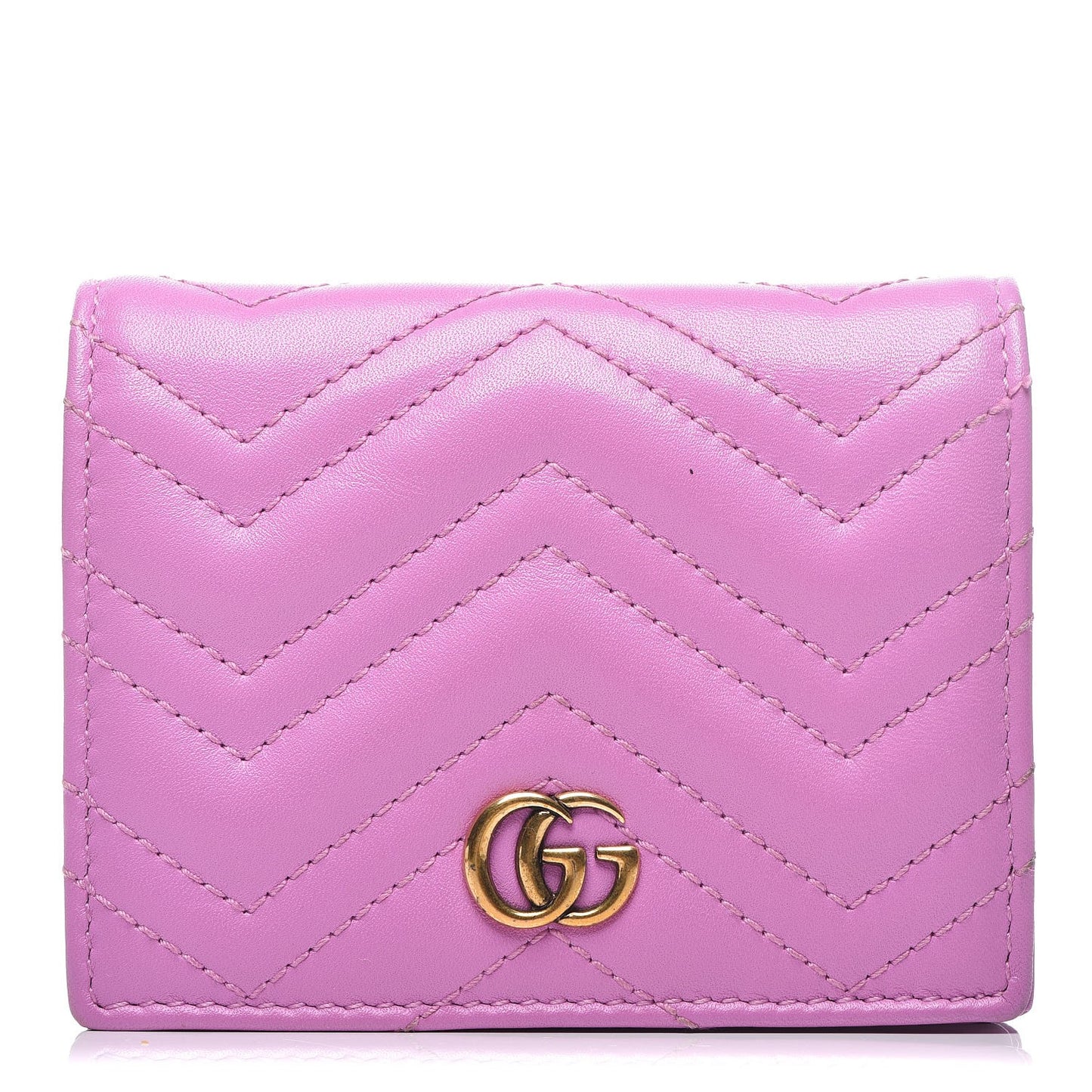 Calfskin Matelasse GG Marmont Card Case Candy Mousse