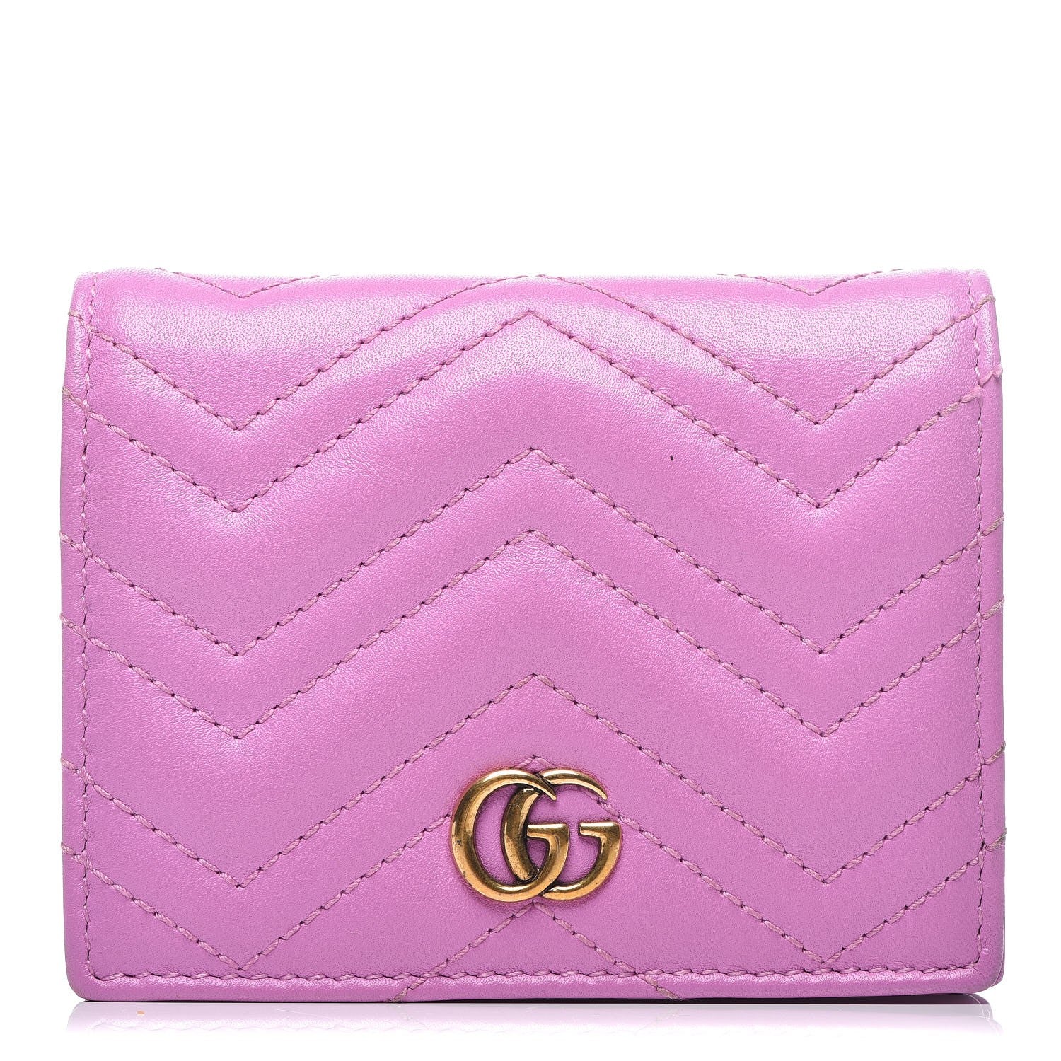 Gucci Calfskin Matelasse GG Marmont Card Case Candy Mousse 1 of 8