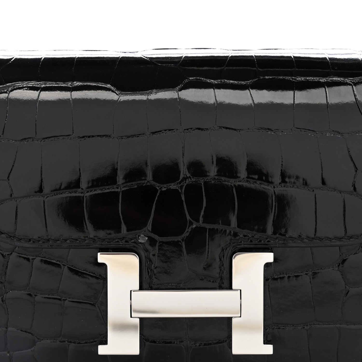 Hermes Shiny Alligator Constance Short Wallet Black 7 of 11