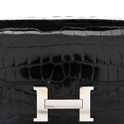 Hermes Shiny Alligator Constance Short Wallet Black 7 of 11