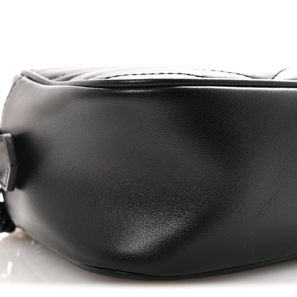 Gucci Calfskin Matelasse Monochrome Small GG Marmont Chain Shoulder Bag Black 8 of 9