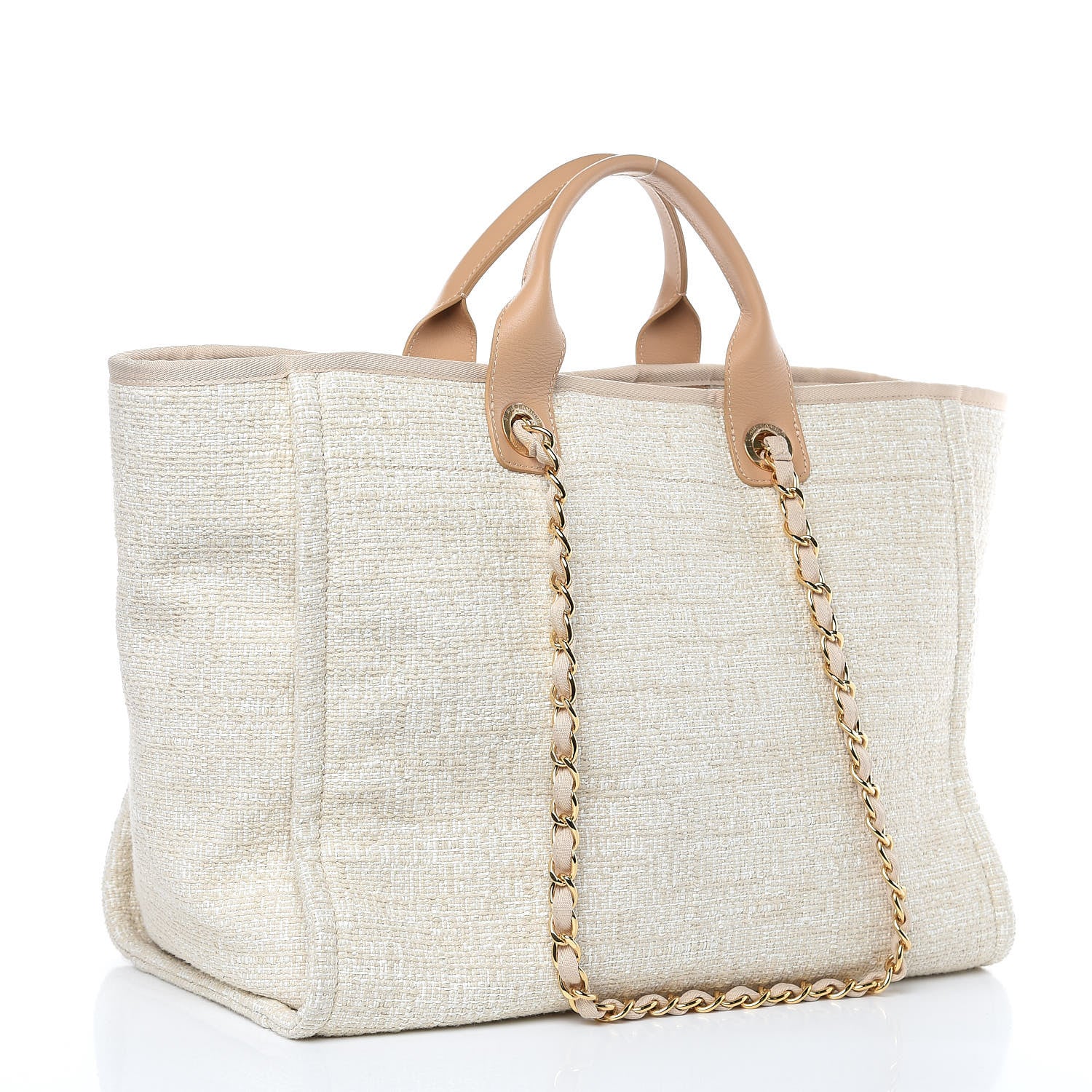 Chanel Canvas Large Deauville Tote Light Beige 3 of 11