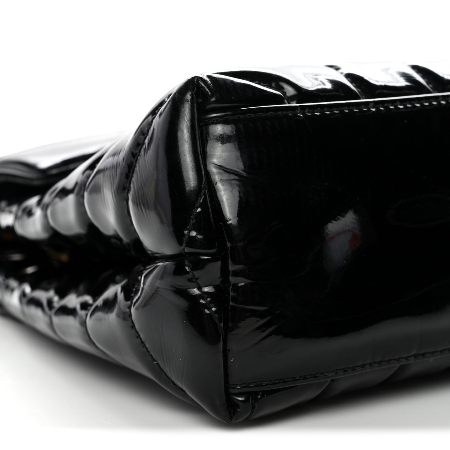 Patent Y Quilted Monogram Small Loulou Chain Satchel Black
