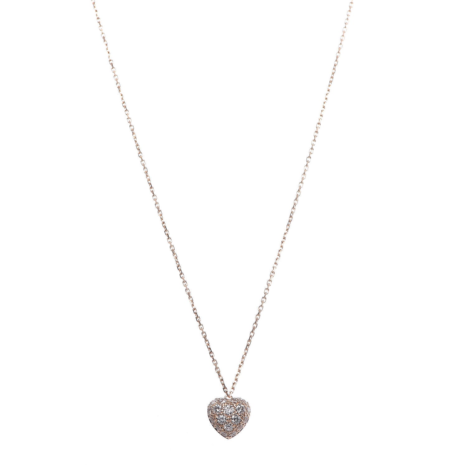 Cartier 18K Pink Gold Diamond Heart Paved Pendant Necklace 1 of 6