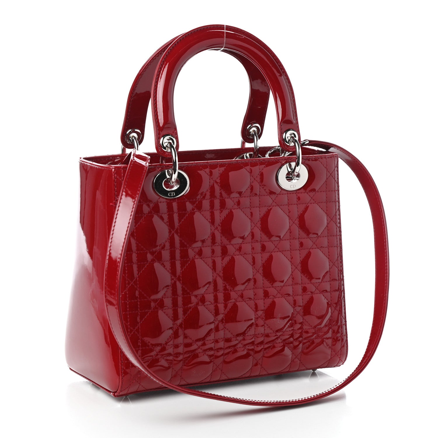 Christian Dior Patent Cannage Medium Lady Dior Red 3 of 8