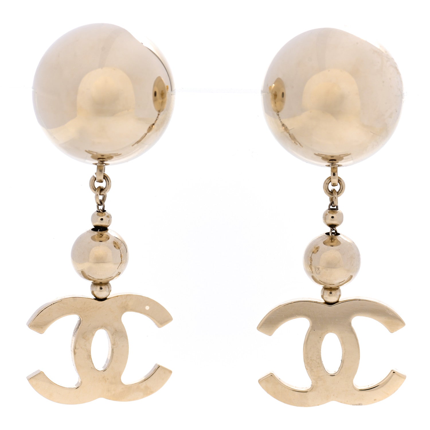 Chanel Metal CC Drop Earrings Gold 1 of 5
