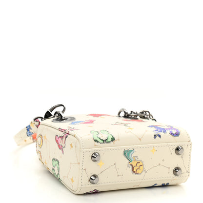 Christian Dior Smooth Calfskin Zodiac Pixel Printed Micro Lady Dior White Multicolor 4 of 10
